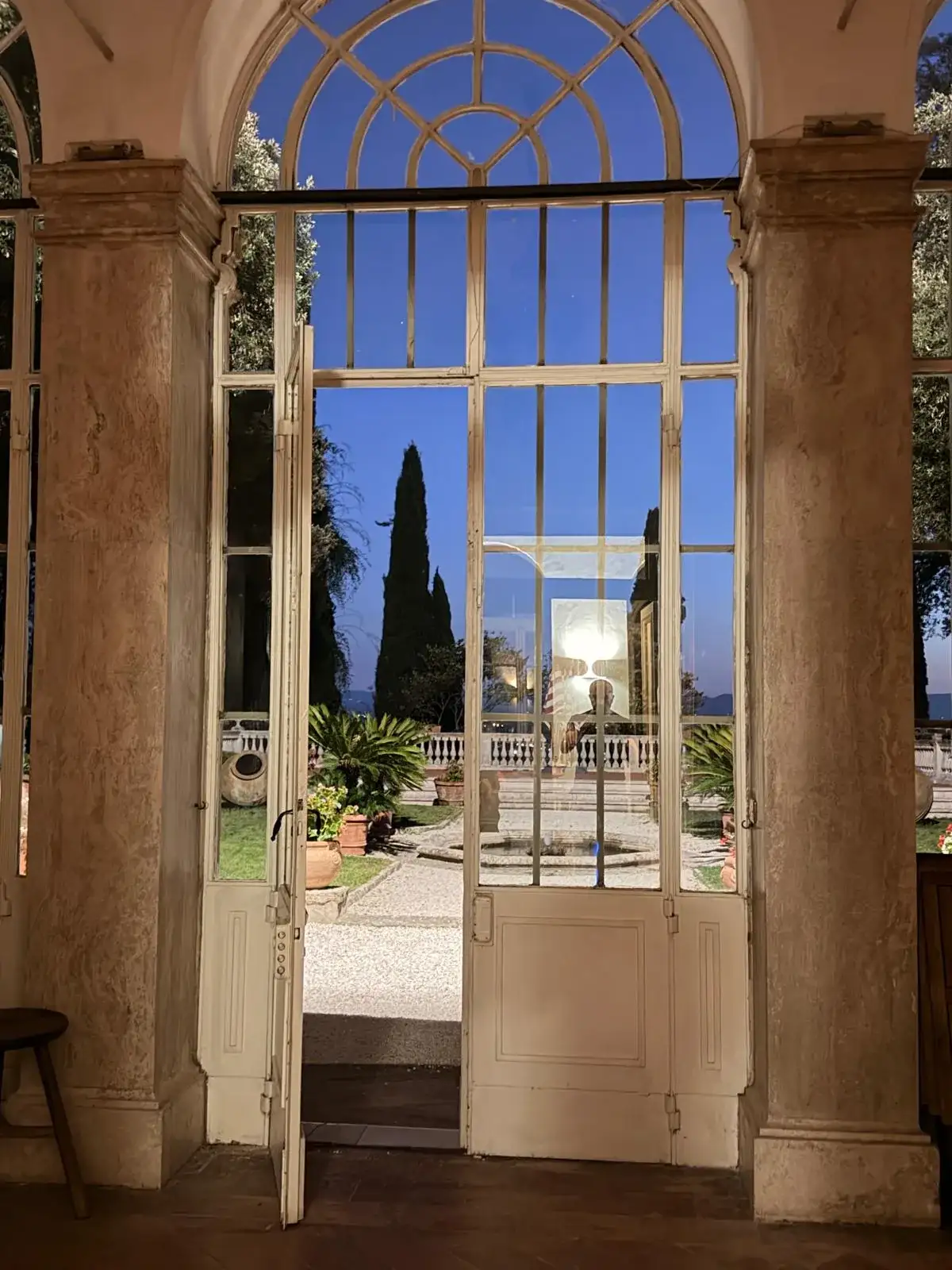 Tall glazed doors opening onto the garden