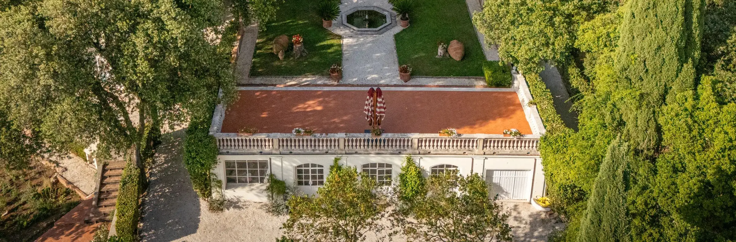 Aerial view of the terrace above the limonaia