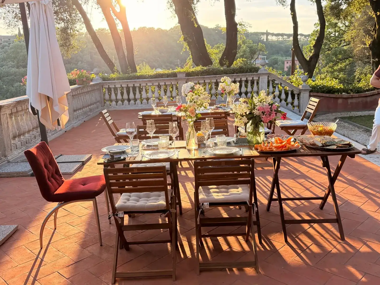 Table laid for lunch on the terrace