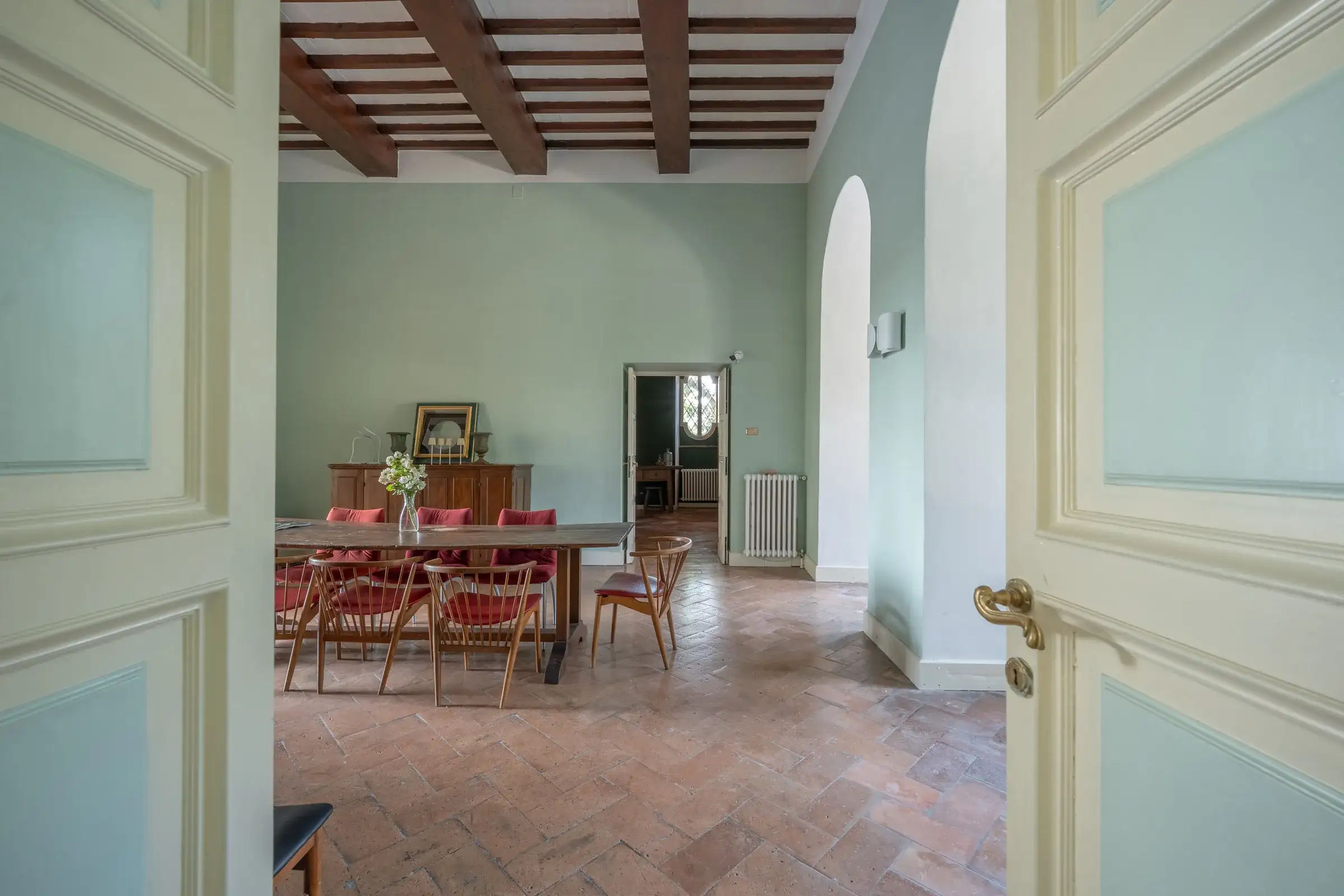 View through a doorway into the dining room