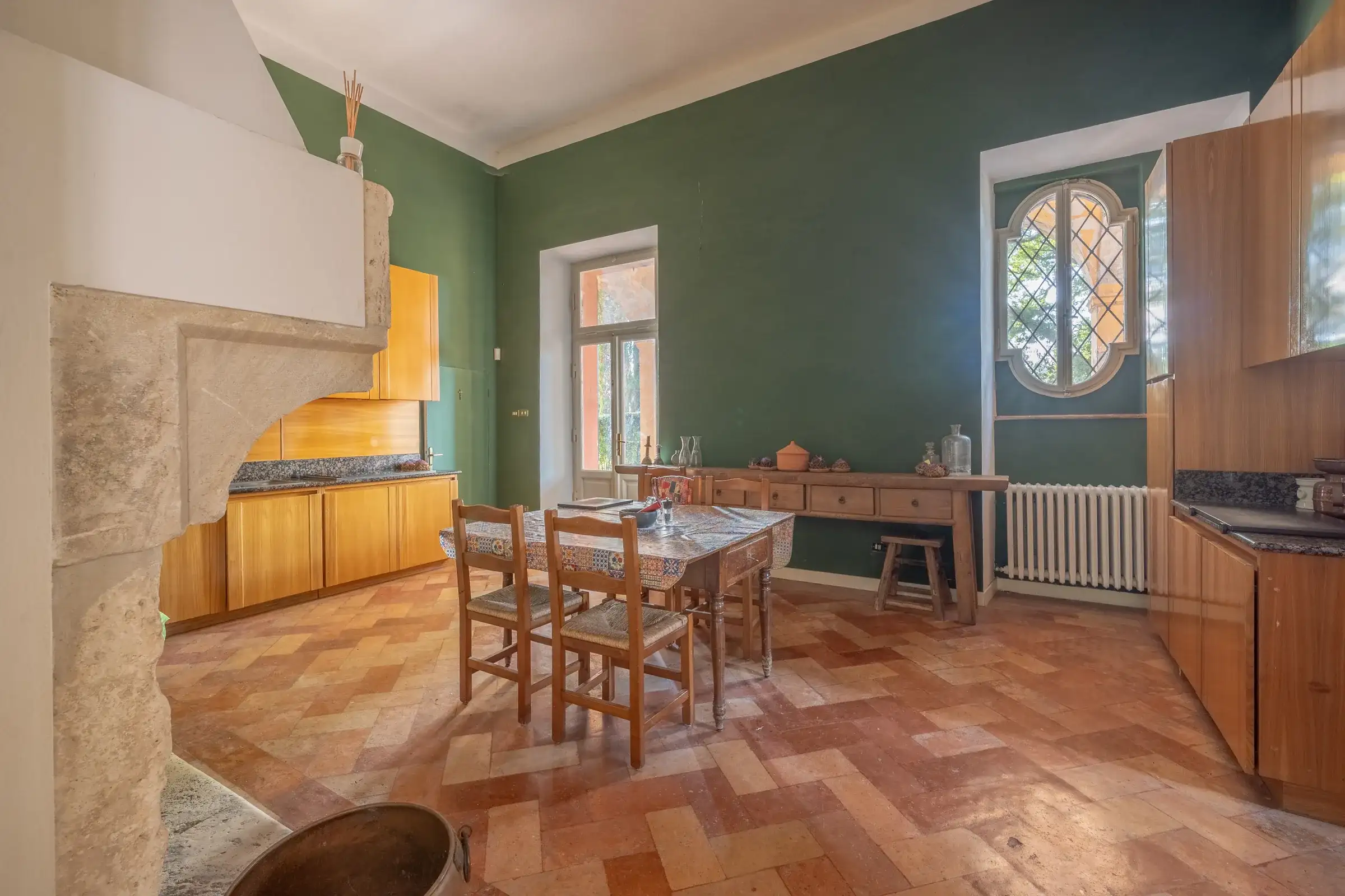 Country kitchen with dining table